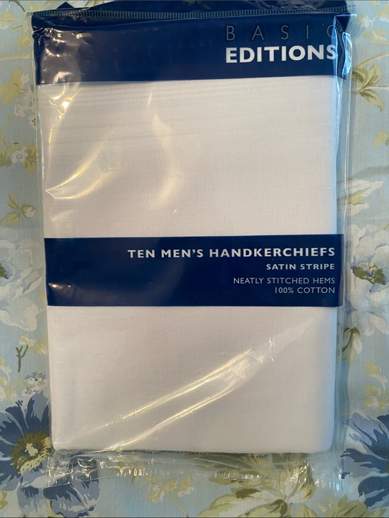 Badic Editions Other - NWT Ten Men's White Satin-Stripe Pocket Squares
